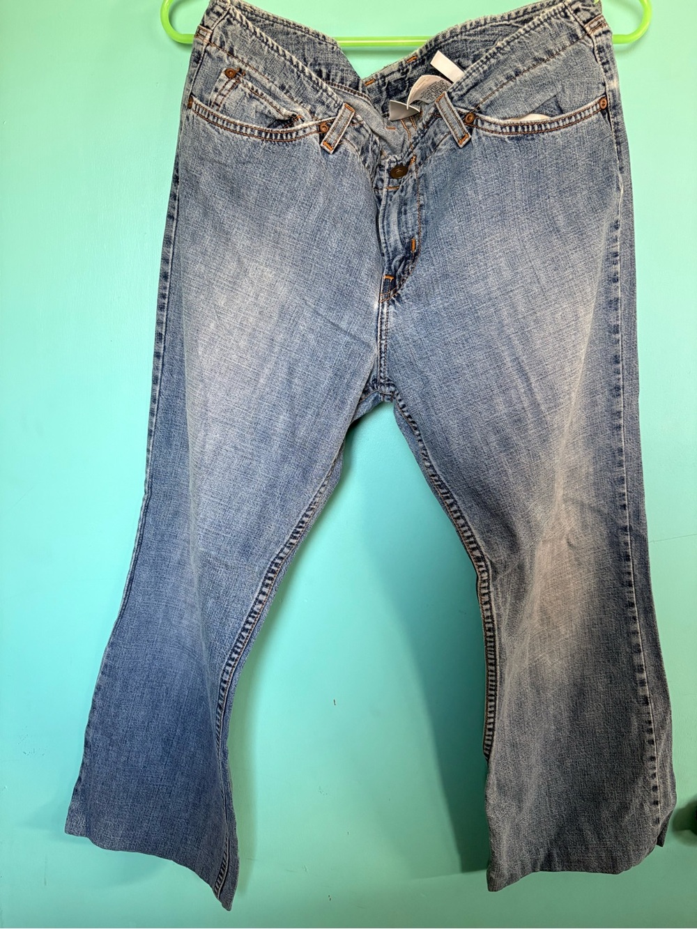 vintage-style mid-to-low rise bootcut flare jeans from Lucky Brand.